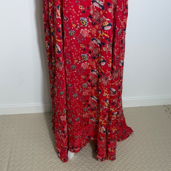 Called to Surf Citrus Lyon Floral Printed  Red Maxi Dress XL - Picture 3 of 5